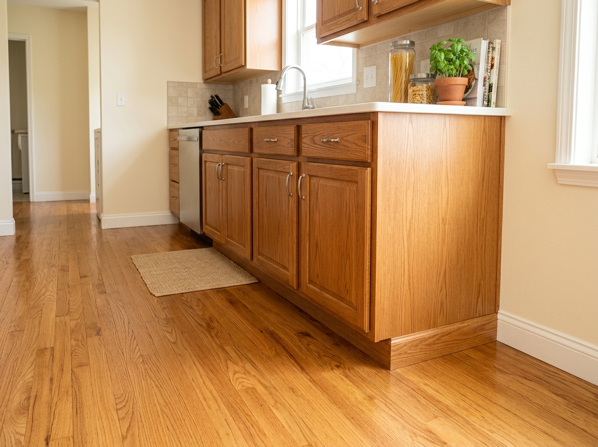 After: Slab leak under kitchen cabinets