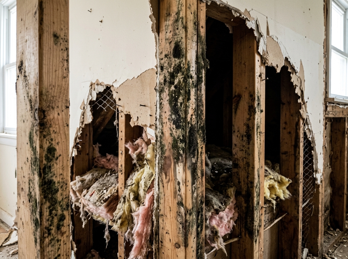 Before: Mold found behind drywall