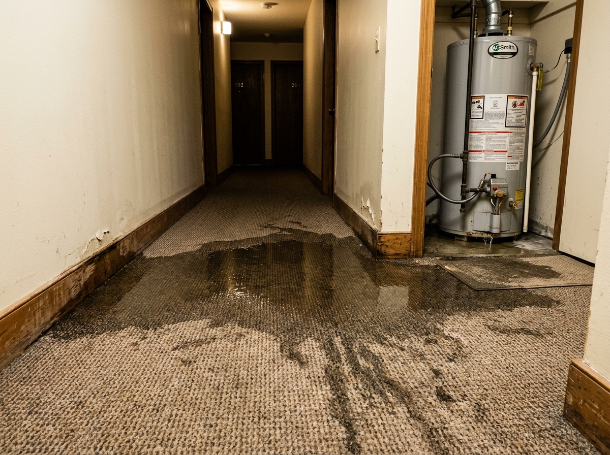 Before: Water heater tank split